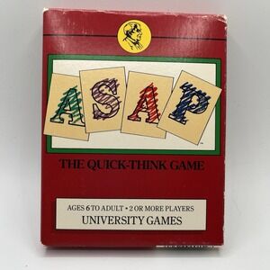 ASAP Card Game , Quick-Think‎ Game, University Games * Travel Edition, Vtg 1990